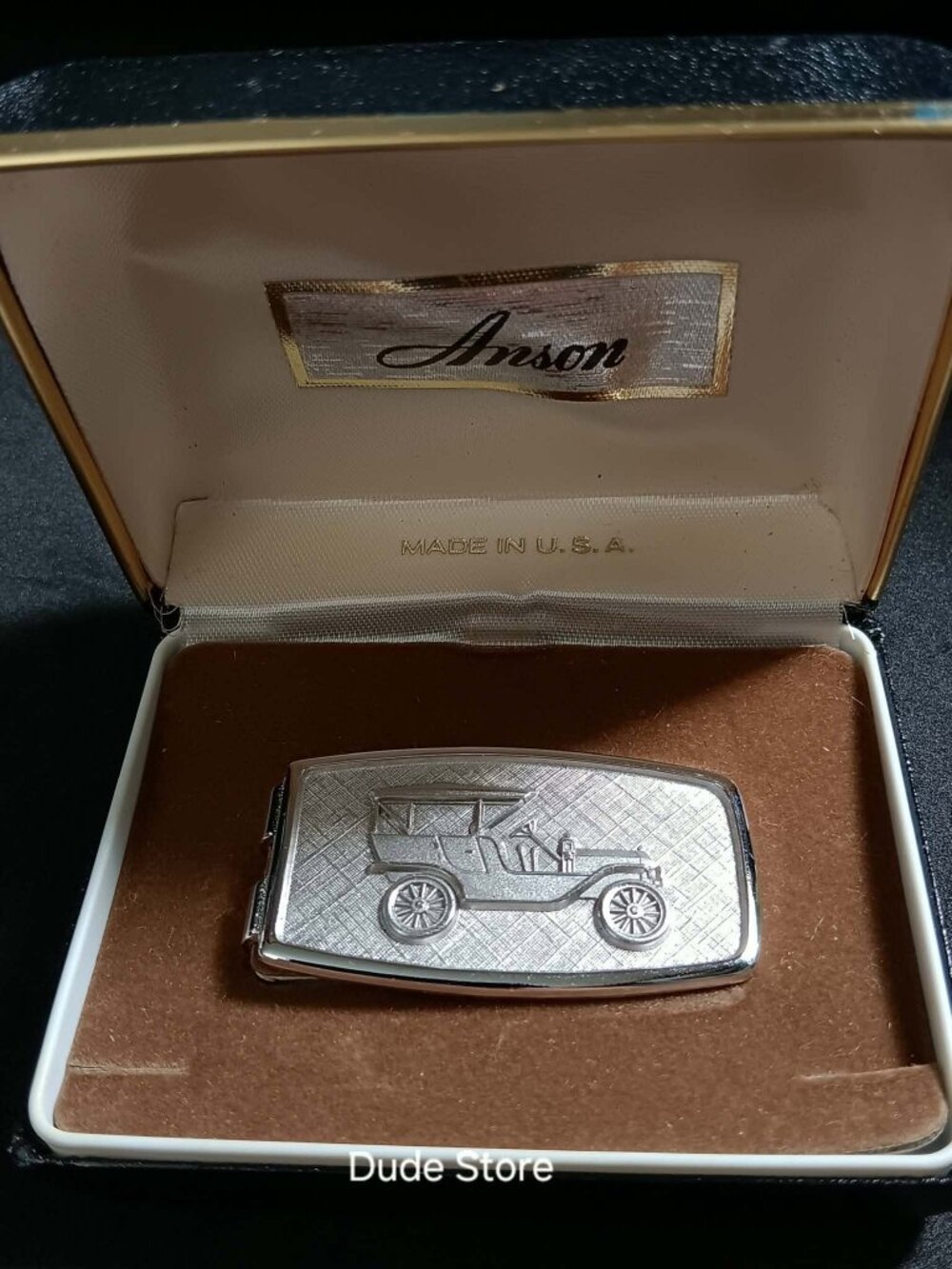 Vintage ANSON Old Time Antique Car Jalopy Stainless Money Clip - N. O. B.